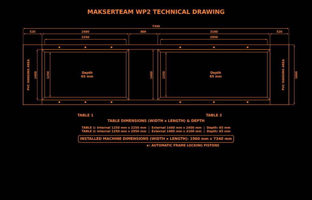 Vacuum Membrane Press WP2 Technical Draw