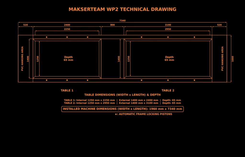Vacuum Membrane Press WP2 Technical Draw