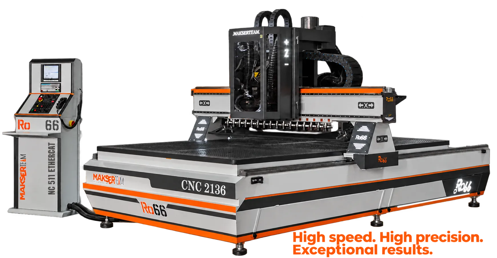Makser RO66 CNC router with a Delta operator panel marked NC 511 EtherCAT