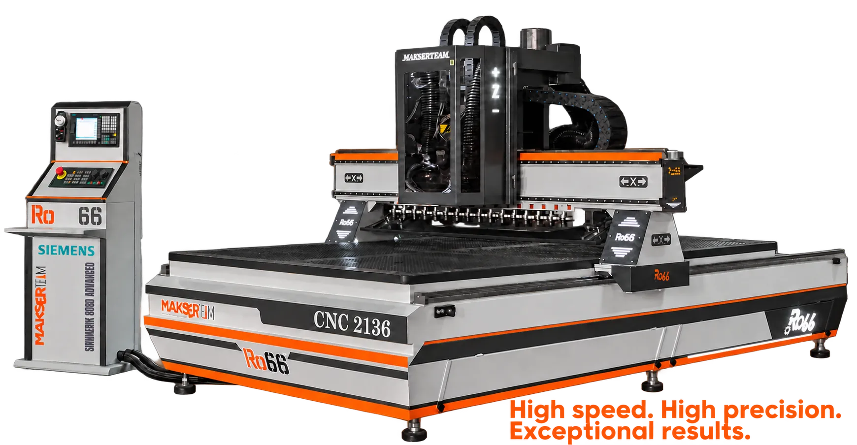 Makser RO66 CNC router with a Siemens operator panel and wireless handwheel
